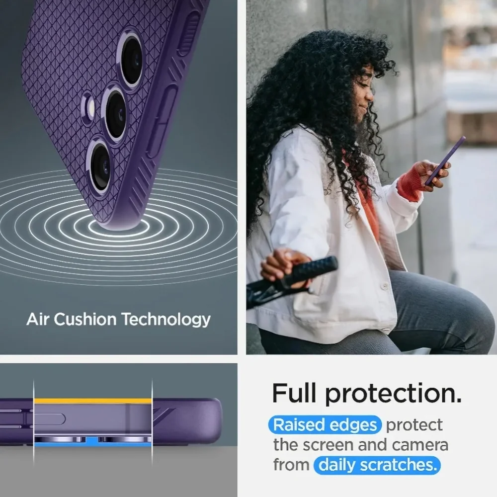 Samsung Galaxy S24 Spigen Liquid Air Purple Textured Case Military Protection